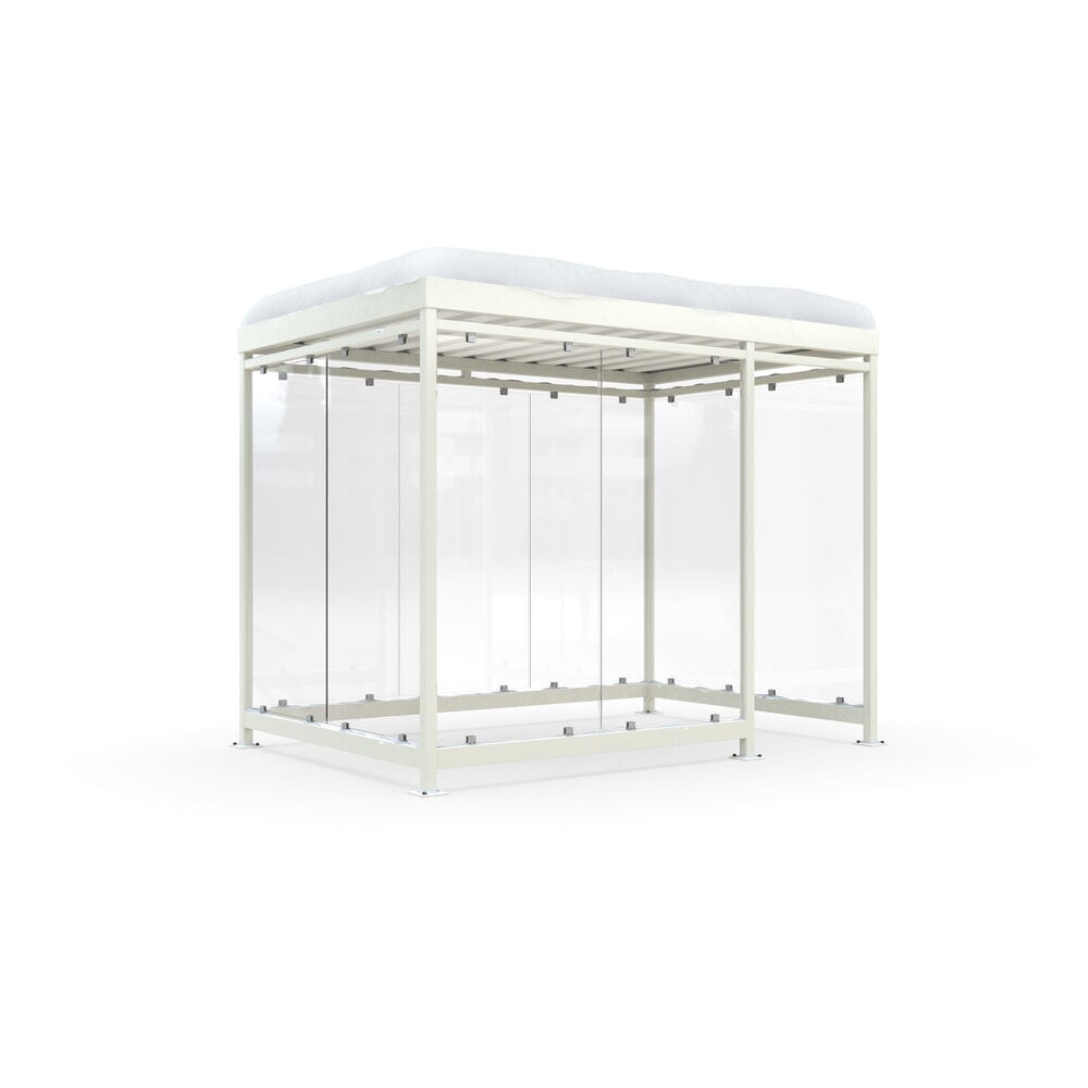 Product afbeelding: Rookoverkapping wsm® KÖLN ALPINE, volledig gemonteerd, sneeuwlast max. 4,15 kN/m², 9 elementen, zonder bestrating, grijswit