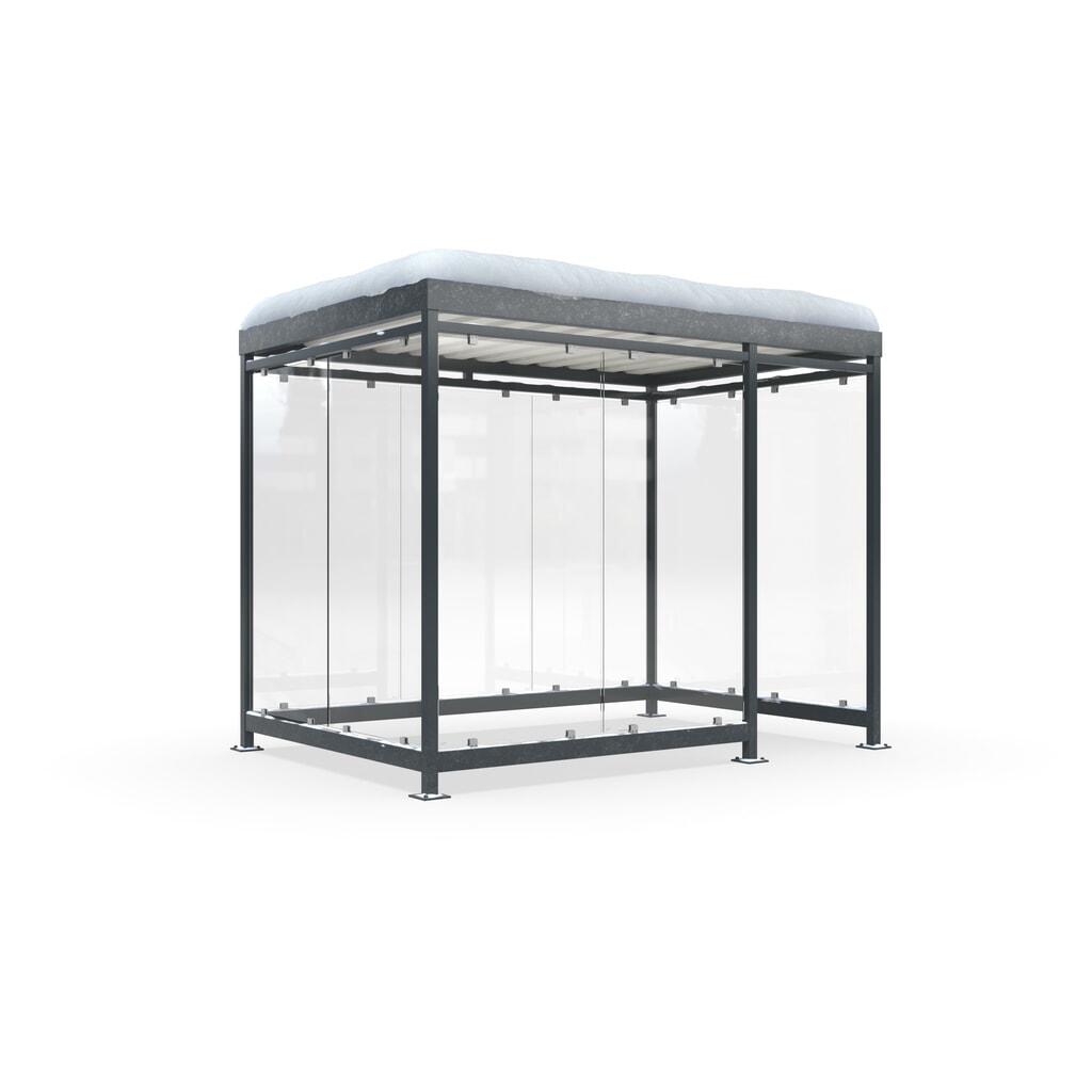 Rookoverkapping wsm® KÖLN ALPINE, volledig gemonteerd, sneeuwlast max. 4,15 kN/m², 9 elementen, zonder bestrating, antracietgrijs Product afbeelding: Rookoverkapping wsm® KÖLN ALPINE, volledig gemonteerd, sneeuwlast max. 4,15 kN/m², 9 elementen, zonder bestrating, antracietgrijs