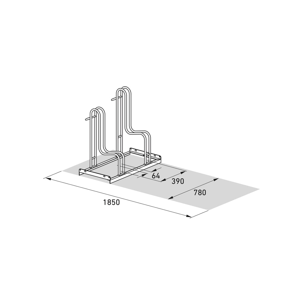 Staand fietsenrek wsm® 4000 BR, 1-zijdig, thermisch verzinkt, wielafstand 390 mm, 2 plaatsen Productafbeelding nr. 7: Staand fietsenrek wsm® 4000 BR, 1-zijdig, thermisch verzinkt, wielafstand 390 mm, 2 plaatsen