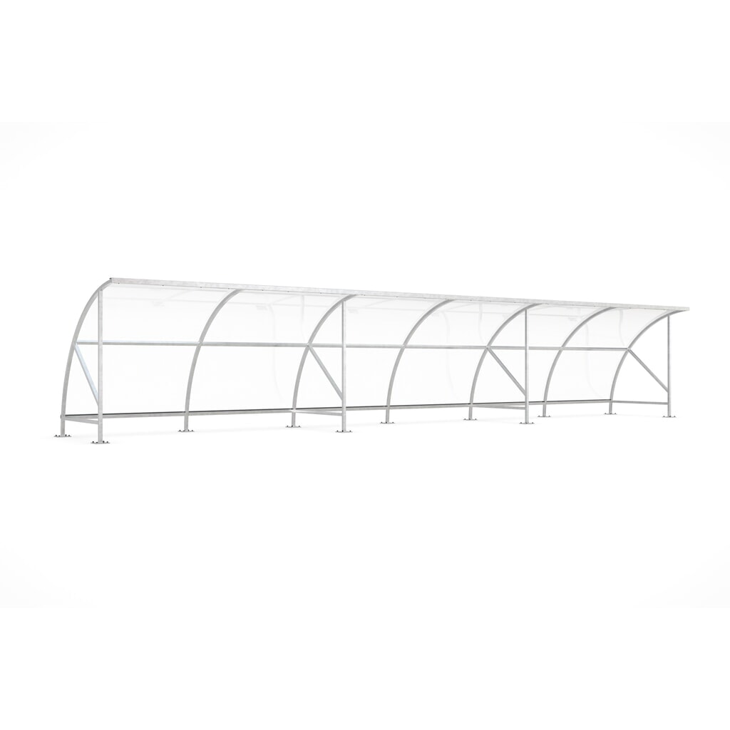 Overkapping wsm® BAMBERG in rondboogontwerp, breedte 12.350 mm, verzinkt Product afbeelding: Overkapping wsm® BAMBERG in rondboogontwerp, breedte 12.350 mm, verzinkt