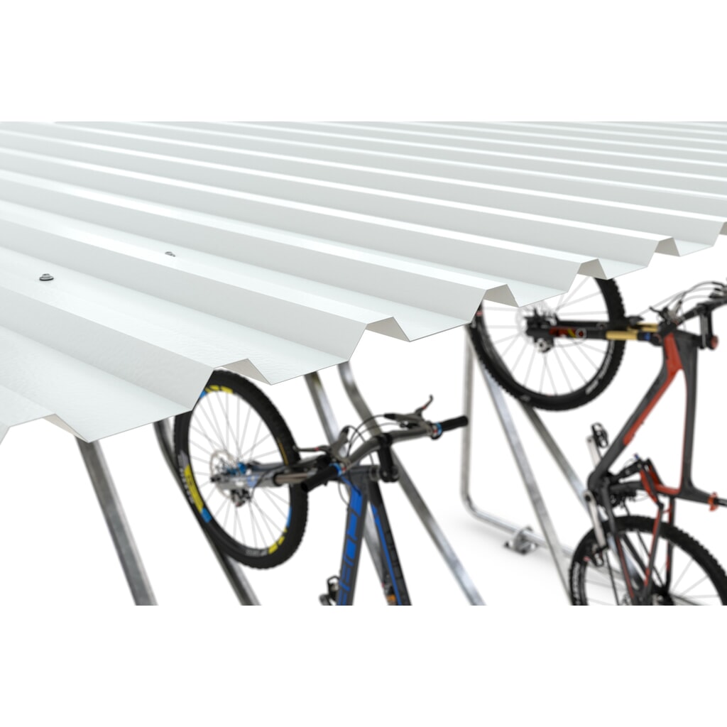 Overkapping wsm® SIEGEN, met hoog schuin fietsenrek, thermisch verzinkt, 1-zijdig, 10 plaatsen Productafbeelding nr. 7: Overkapping wsm® SIEGEN, met hoog schuin fietsenrek, thermisch verzinkt, 1-zijdig, 10 plaatsen