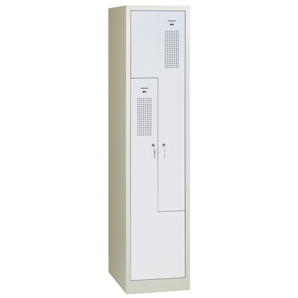 Product afbeelding: Z-garderobekast HEMMDAL HDZ-1, cilinderslot, 2 compartimenten, lichtgrijs