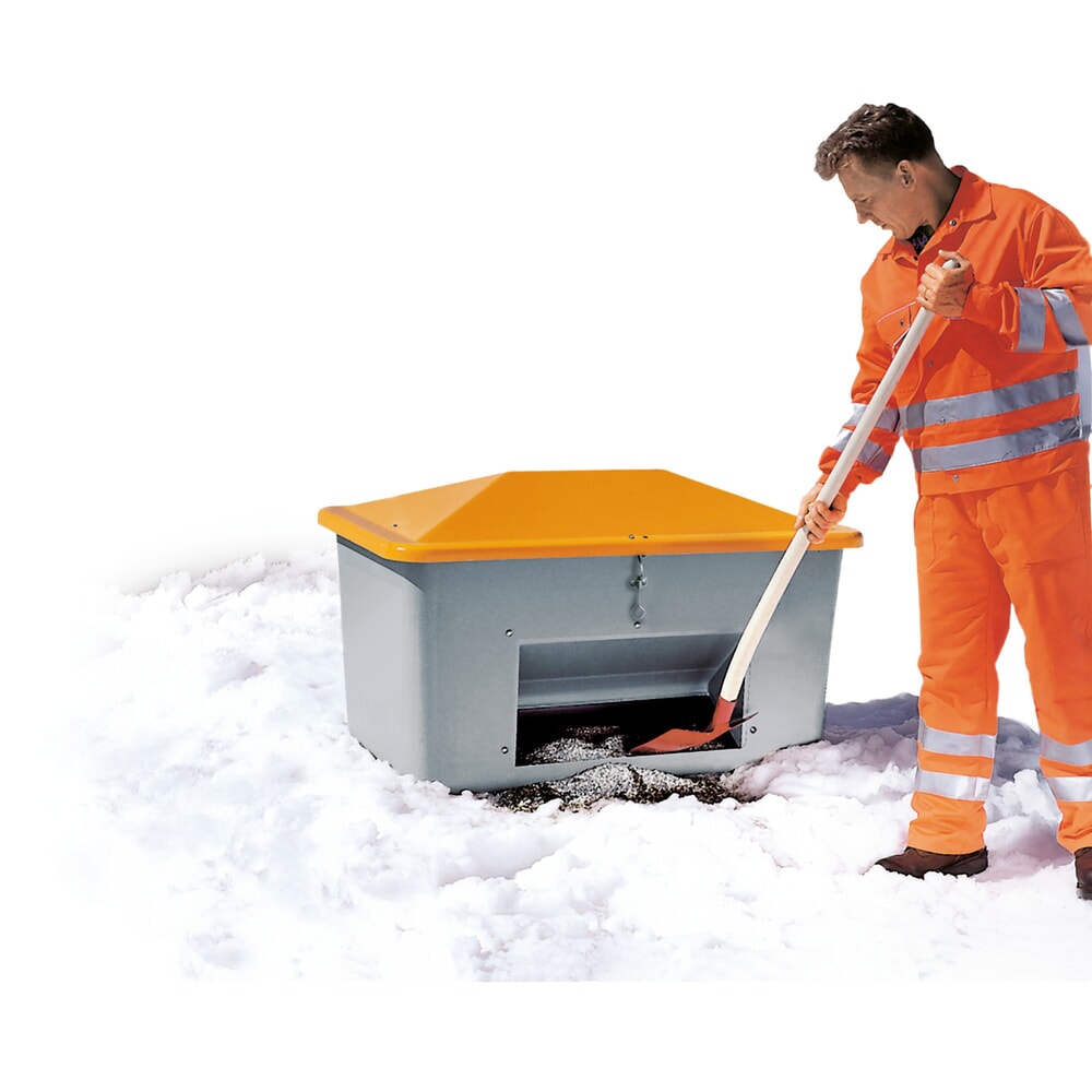 Productafbeelding nr. 1: Zoutbak CEMO met uitschepopening, grijs/oranje, 550 liter