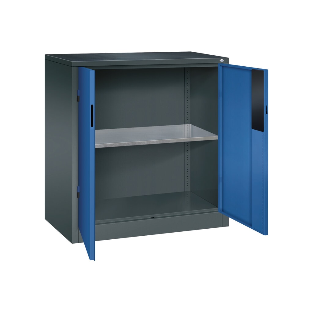 Zwaarlastkast met opensl. deuren, cap. 700 kg, 100x93x50cm, antracietgrijs, gentiaanblauw Productafbeelding nr. 5: Zwaarlastkast met opensl. deuren, cap. 700 kg, 100x93x50cm, antracietgrijs, gentiaanblauw