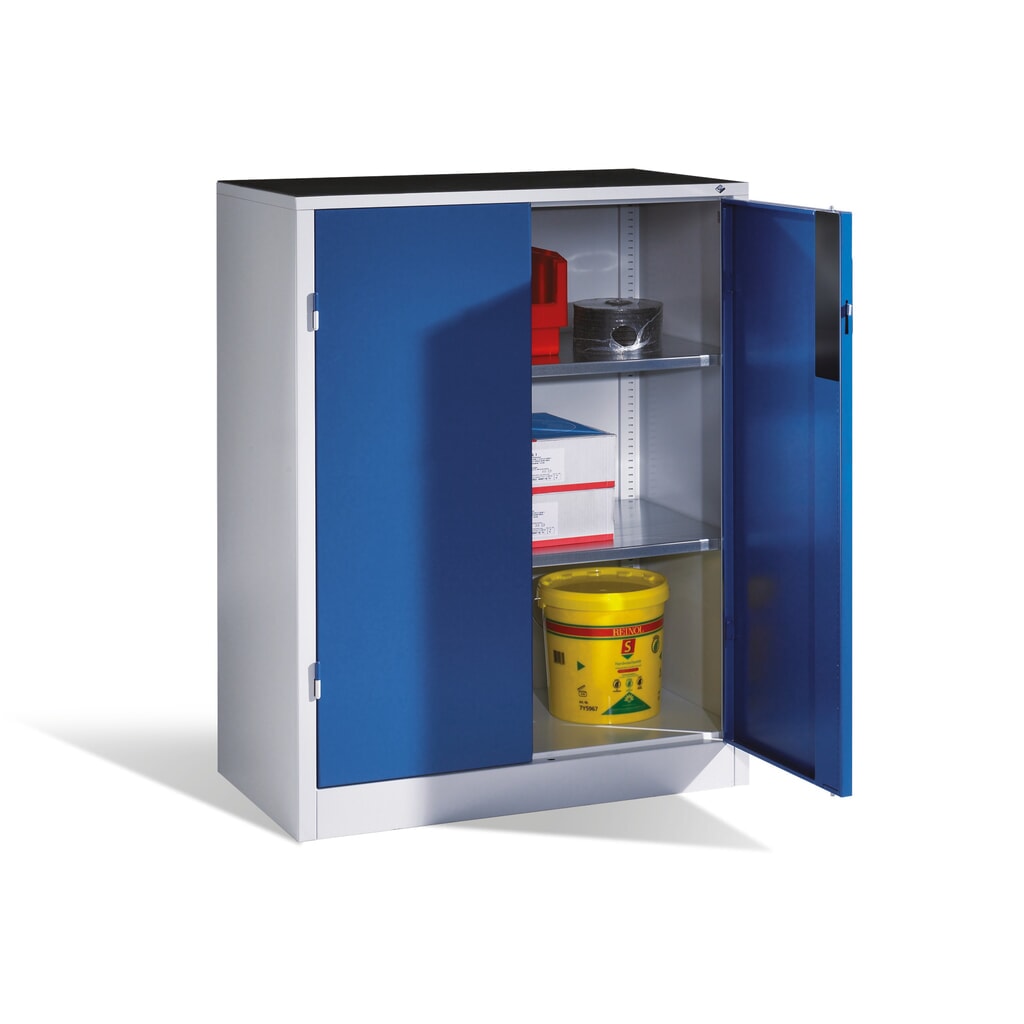 Zwaarlastkast met opensl. deuren, cap. 700 kg, 120x93x50cm, lichtgrijs, gentiaanblauw Productafbeelding nr. 5: Zwaarlastkast met opensl. deuren, cap. 700 kg, 120x93x50cm, lichtgrijs, gentiaanblauw