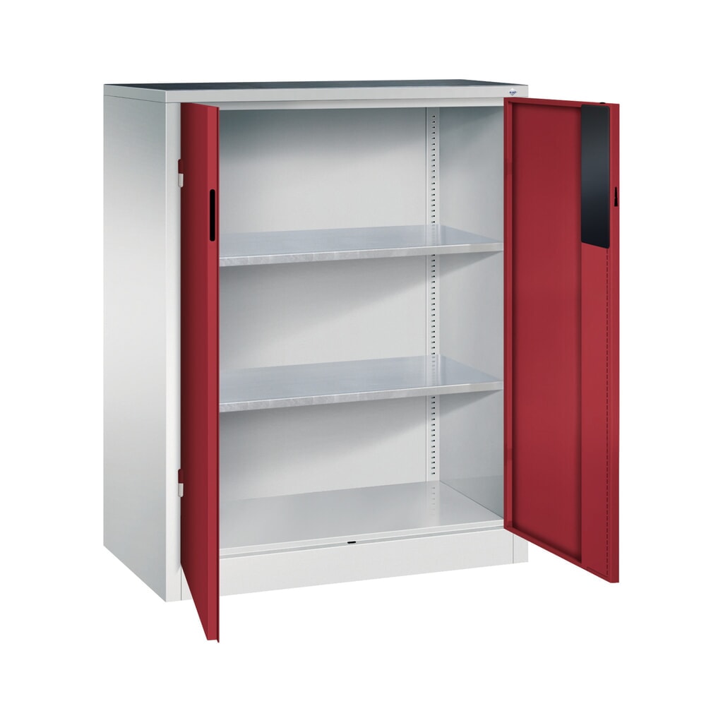 Productafbeelding nr. 5: Zwaarlastkast met opensl. deuren, cap. 700 kg, 120x93x50cm, lichtgrijs, robijnrood