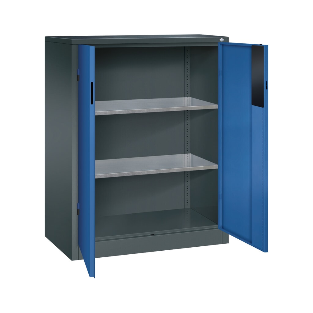 Zwaarlastkast met opensl. deuren, cap. 700 kg, 120x93x50cm, antracietgrijs, gentiaanblauw Productafbeelding nr. 5: Zwaarlastkast met opensl. deuren, cap. 700 kg, 120x93x50cm, antracietgrijs, gentiaanblauw