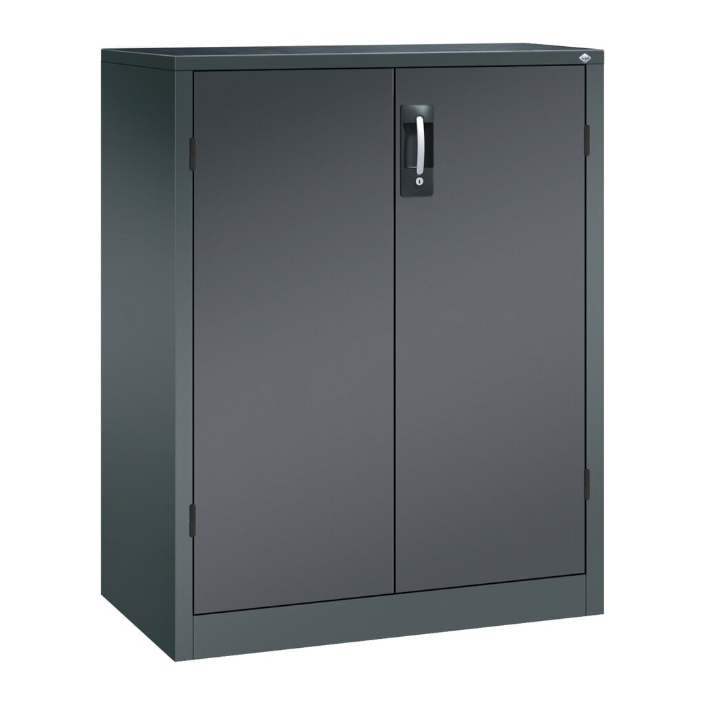 Zwaarlastkast met opensl. deuren, cap. 700 kg, 120x93x50cm, antracietgrijs, zwartgrijs Product afbeelding: Zwaarlastkast met opensl. deuren, cap. 700 kg, 120x93x50cm, antracietgrijs, zwartgrijs