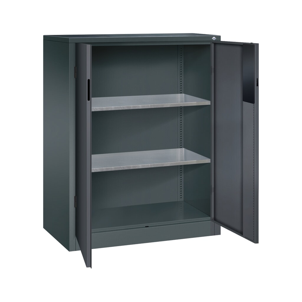 Zwaarlastkast met opensl. deuren, cap. 700 kg, 120x93x50cm, antracietgrijs, zwartgrijs Productafbeelding nr. 5: Zwaarlastkast met opensl. deuren, cap. 700 kg, 120x93x50cm, antracietgrijs, zwartgrijs