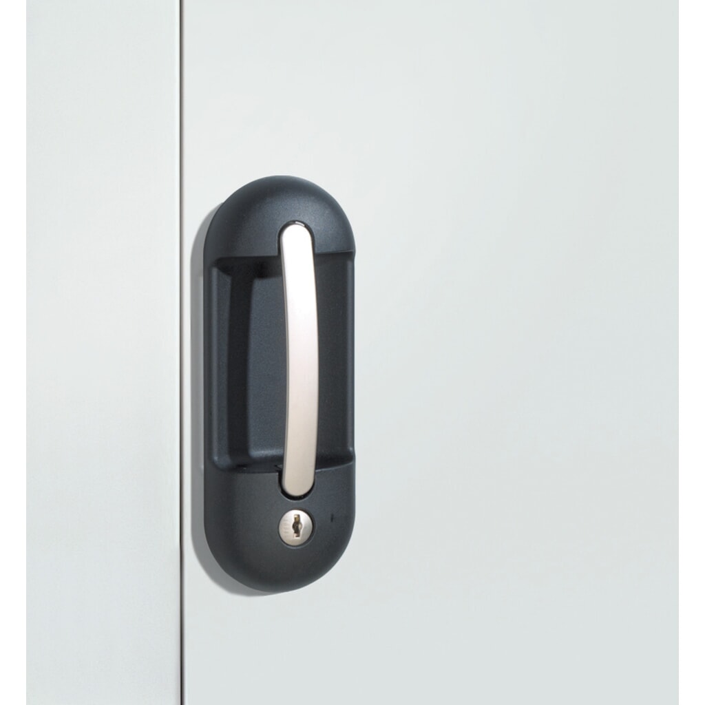 Zwaarlastkast met opensl. deuren, cap. 700 kg, 120x93x50cm, lichtgrijs, lichtblauw Productafbeelding nr. 3: Zwaarlastkast met opensl. deuren, cap. 700 kg, 120x93x50cm, lichtgrijs, lichtblauw