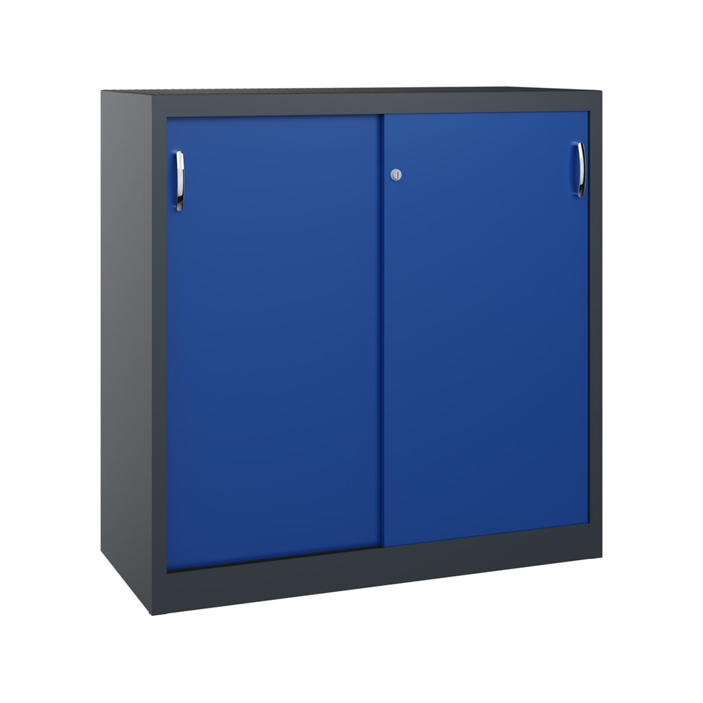 Product afbeelding: Zwarelast-schuifdeurenkast C+P, hxbxd 1.200 x 1.200 x 500 mm, antracietgrijs, gentiaanblauw