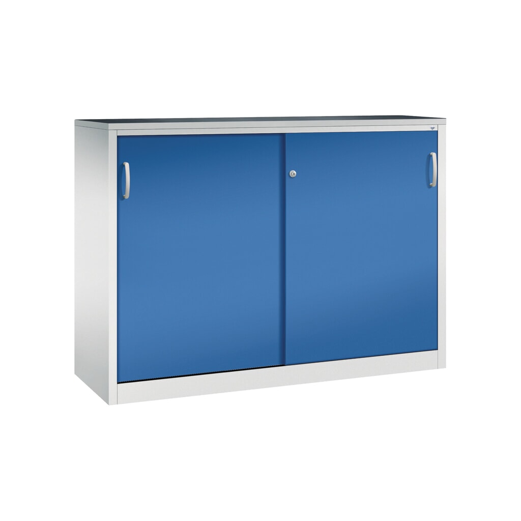 Product afbeelding: Zwarelast-schuifdeurenkast C+P, hxbxd 1.200 x 1.600 x 500 mm, lichtgrijs, gentiaanblauw