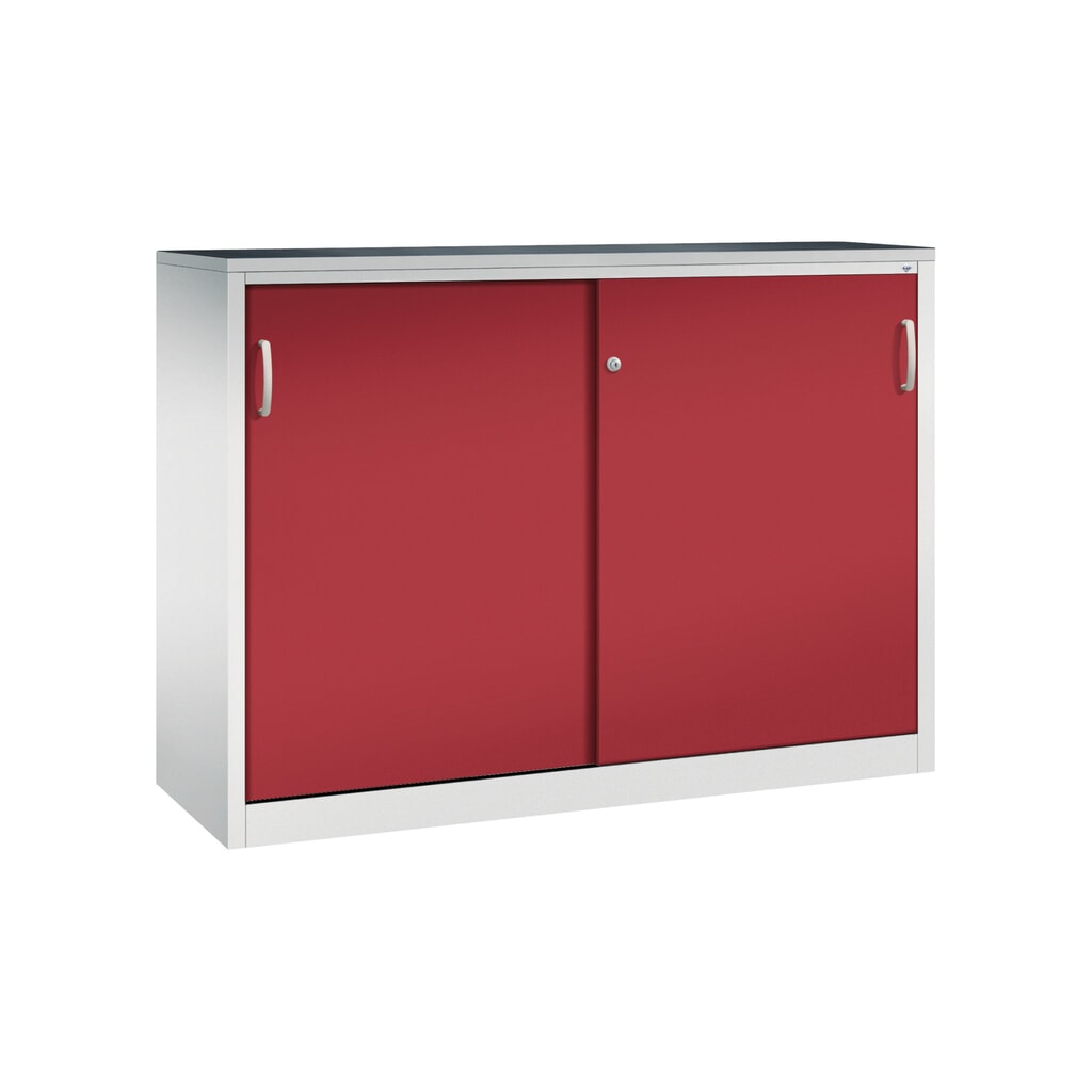 Product afbeelding: Zwarelast-schuifdeurenkast C+P, hxbxd 1.200 x 1.600 x 500 mm, lichtgrijs, robijnrood