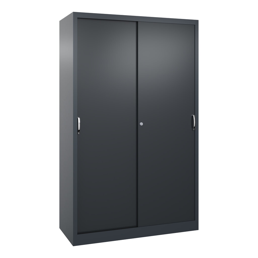 Product afbeelding: Zwarelast-schuifdeurenkast C+P, hxbxd 1.950 x 1.200 x 500 mm, antracietgrijs, zwartgrijs