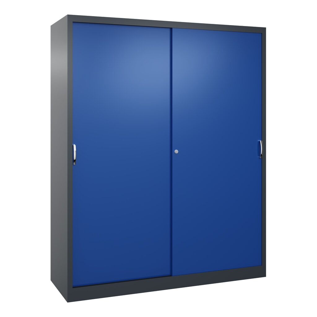 Product afbeelding: Zwarelast-schuifdeurenkast C+P, hxbxd 1.950 x 1.600 x 500 mm, antracietgrijs, gentiaanblauw
