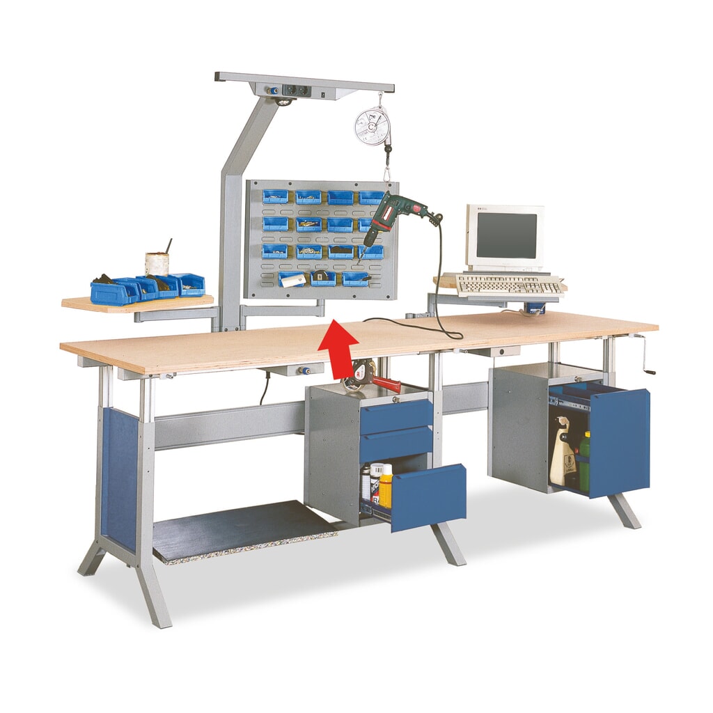 Zwenkarm met gat- en gleufwandcombinatie voor werktafel, bxd 600 x 40 mm Product afbeelding: Zwenkarm met gat- en gleufwandcombinatie voor werktafel, bxd 600 x 40 mm