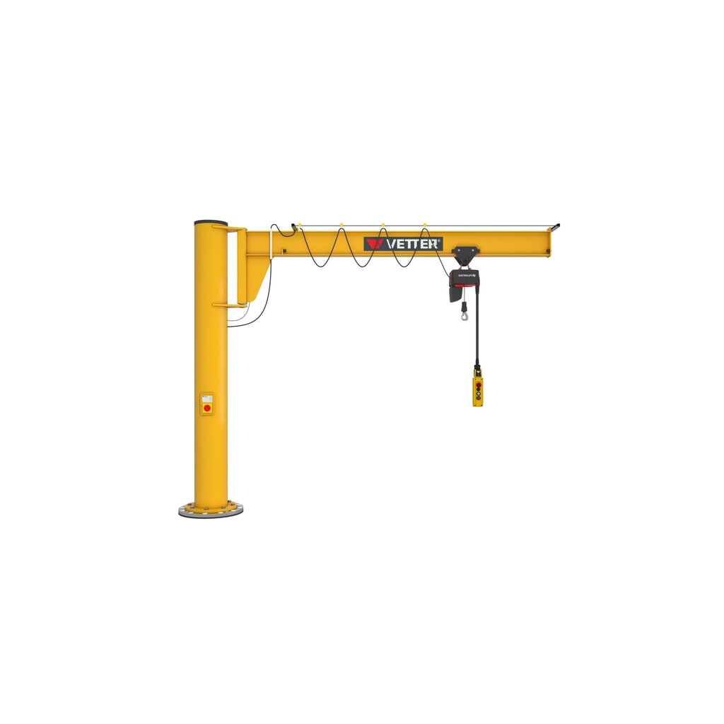 Product afbeelding: Zwenkkraan VETTER® incl. elektrische takel LIFTKET, kolomuitvoering, lage constructie, incl. bevestigingsmateriaal, reikwijdte 3.000 mm, draagvermogen 125 kg