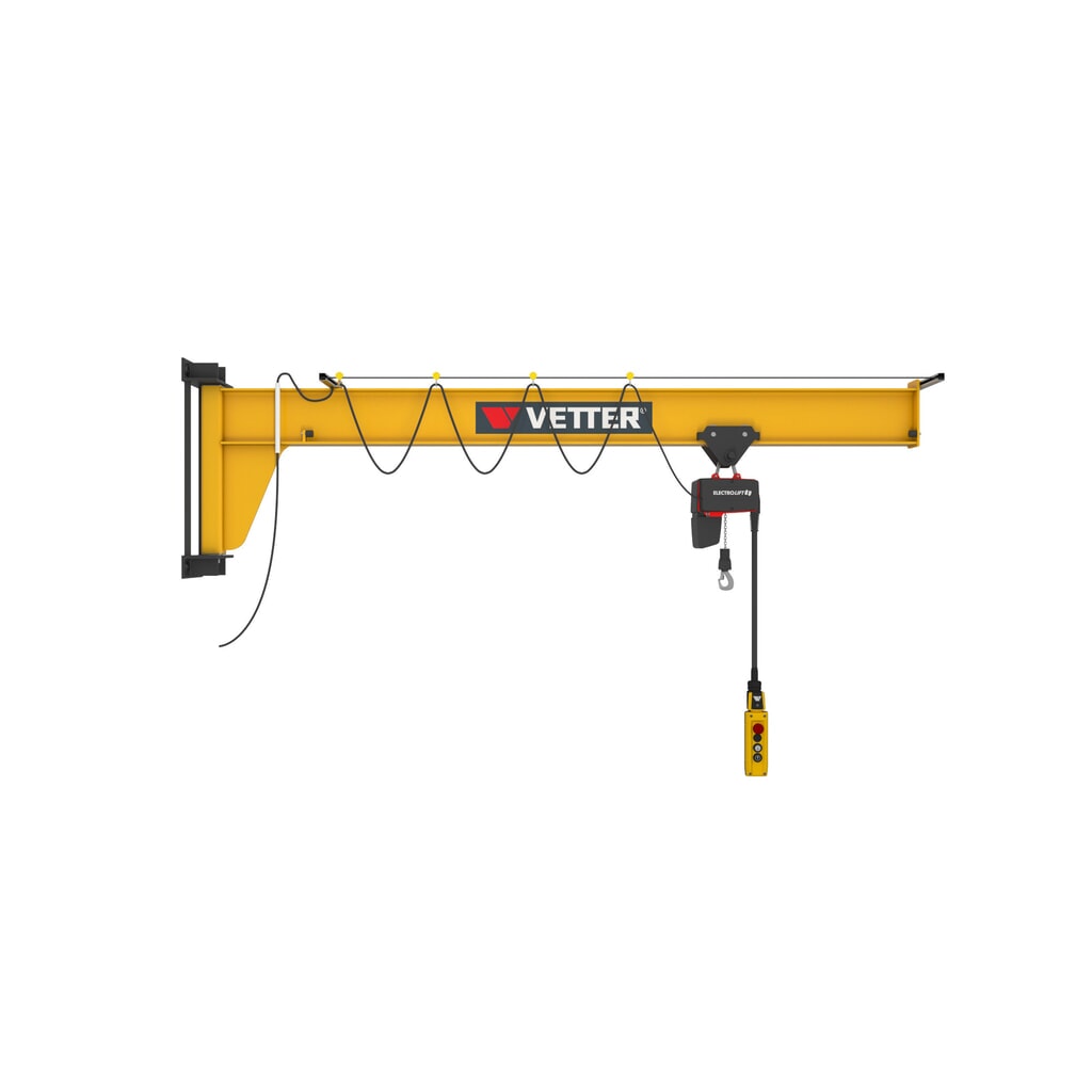 Zwenkkraan VETTER® incl. elektrische takel LIFTKET, wanduitvoering, lage constructie, reikwijdte 3.000 mm, draagvermogen 125 kg Productafbeelding nr. 1: Zwenkkraan VETTER® incl. elektrische takel LIFTKET, wanduitvoering, lage constructie, reikwijdte 3.000 mm, draagvermogen 125 kg