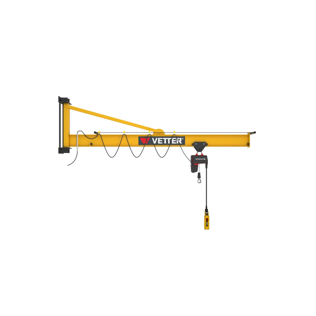 Productafbeelding nr. 1: Zwenkkraan VETTER® incl. elektrische takel LIFTKET, wanduitvoering met spankabel, reikwijdte 3.000 mm, draagvermogen 125 kg