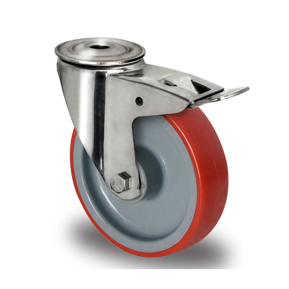Product afbeelding: Zwenkwiel boutgat met volledige vastzetrem ø 80 mm serie N2U6 rollager roestvrij staal