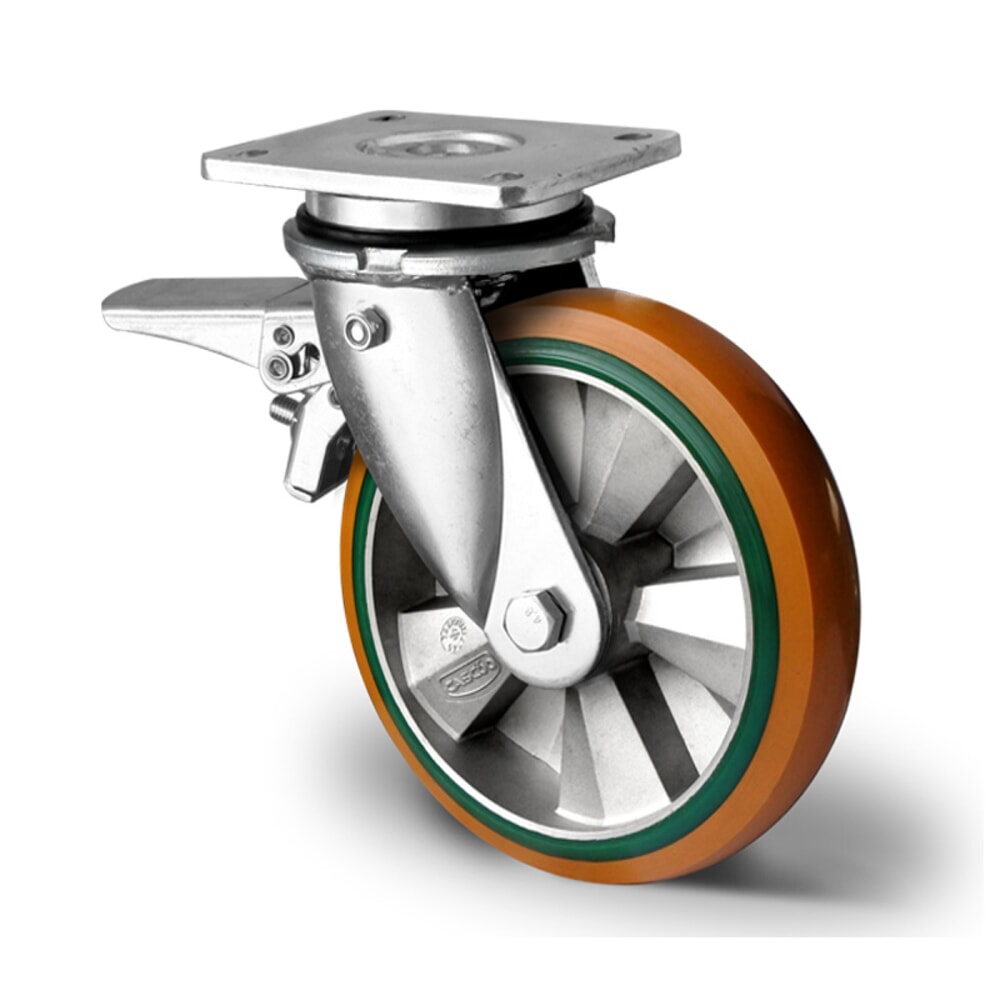 Product afbeelding: Zwenkwiel met voorlopende volledige vastzetrem ø 125 mm serie BAY5 dubbele kogellager