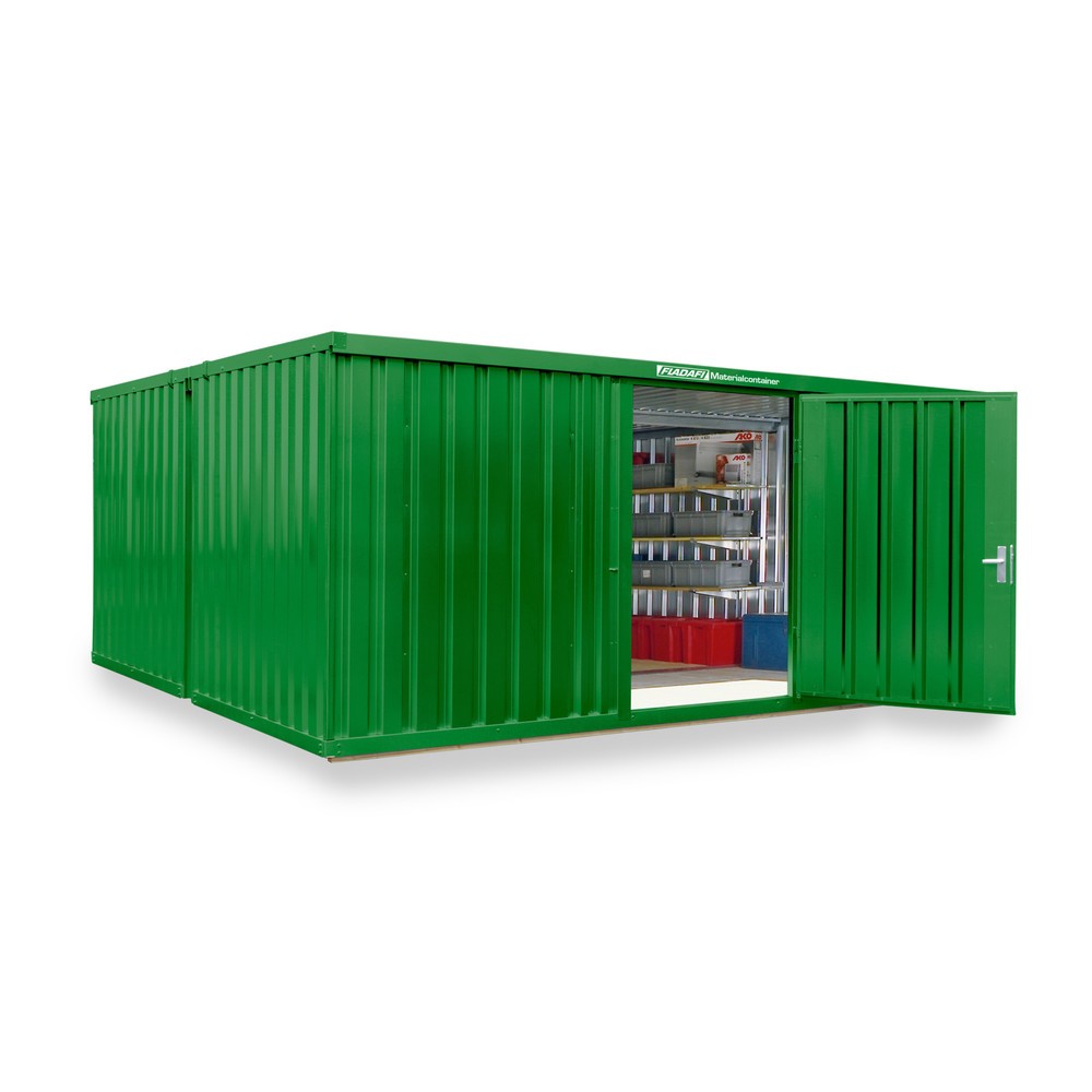 Produktabbildung Nr. 1: Opslagcontainer combinatie, 2 modules, hxbxd 2.150 x 5.080 x 4.340 mm, voorgemonteerd, houten bodem, gelakt, grasgroen