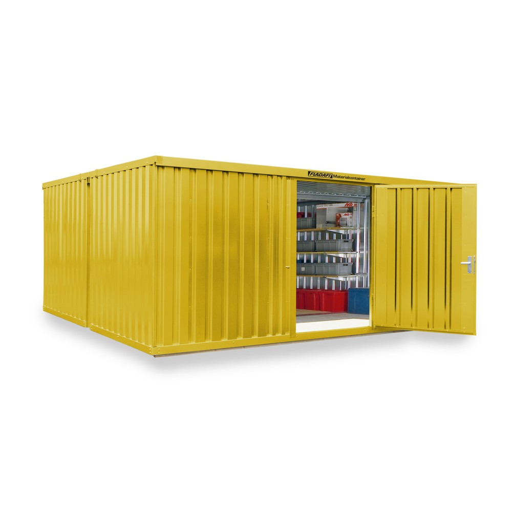 Produktabbildung Nr. 1: Opslagcontainer combinatie, 2 modules, hxbxd 2.150 x 5.080 x 4.340 mm, voorgemonteerd, houten bodem, gelakt, signaalgeel
