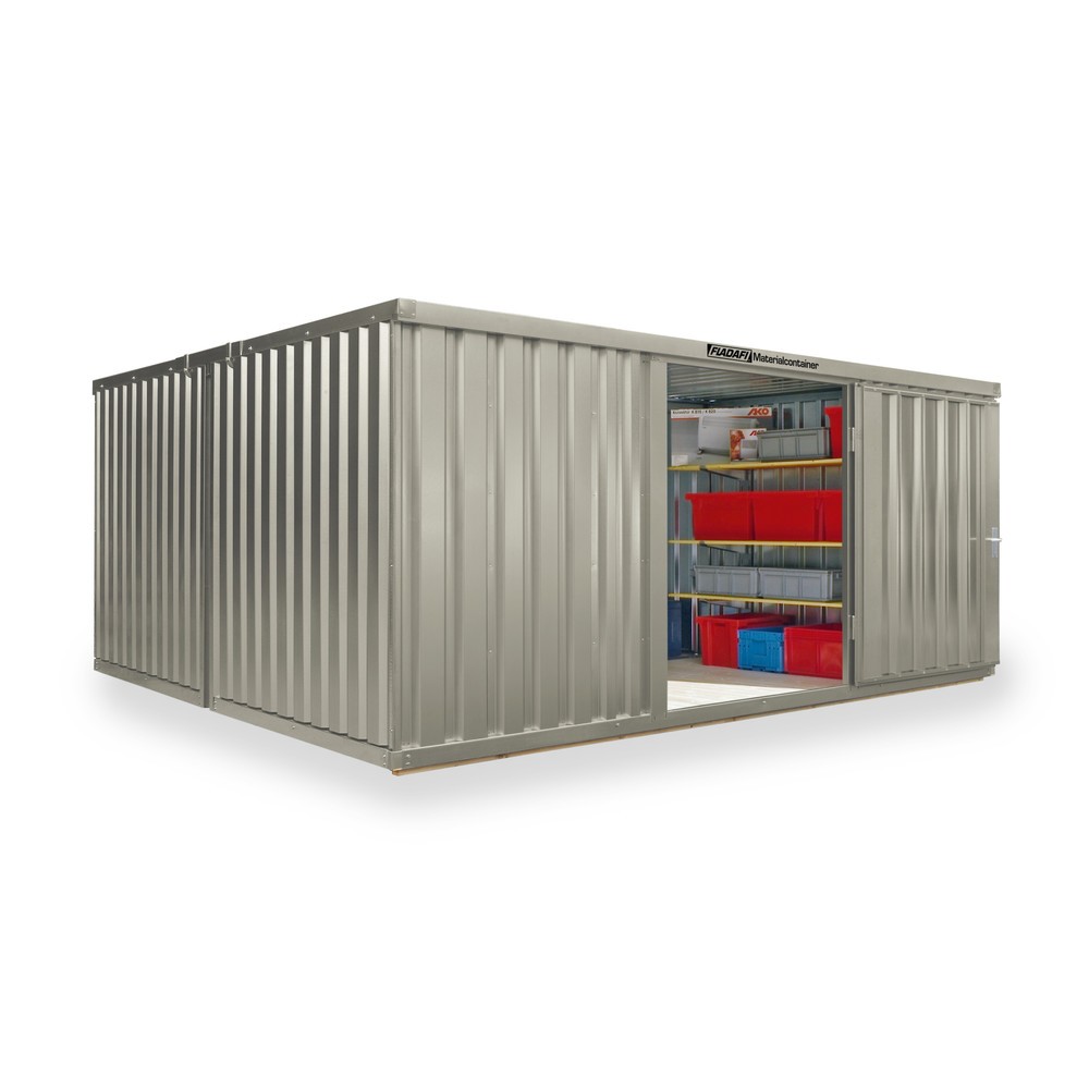 Produktabbildung Nr. 1: Opslagcontainer combinatie, 2 modules, hxbxd 2.150 x 4.050 x 4.340 mm, voorgemonteerd, houten bodem, gelakt, grijswit