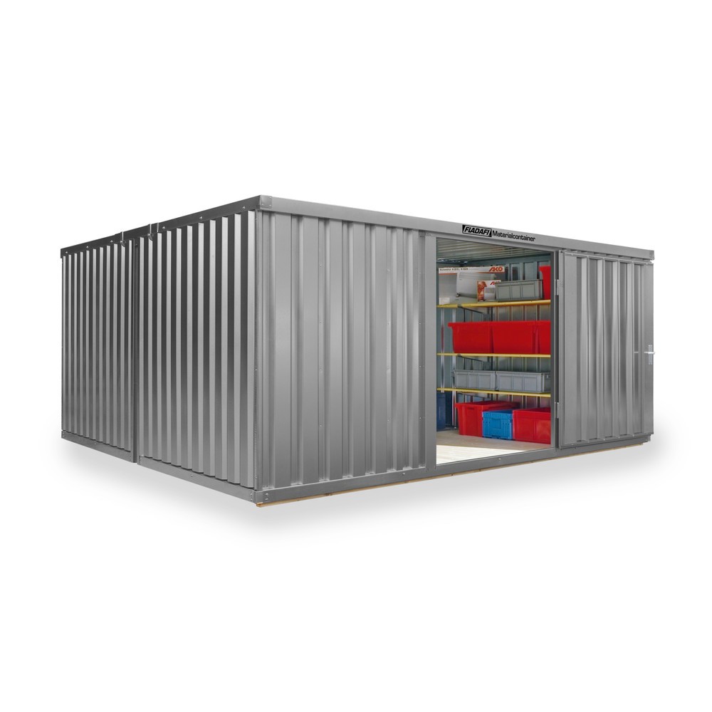 Produktabbildung Nr. 1: Opslagcontainer combinatie, 2 modules, hxbxd 2.150 x 4.050 x 4.340 mm, voorgemonteerd, houten bodem, gelakt, lichtgrijs