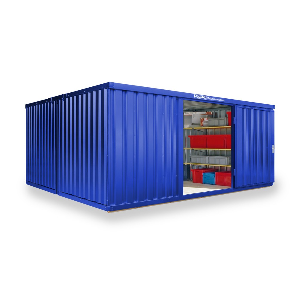 Produktabbildung Nr. 1: Opslagcontainer combinatie, 2 modules, hxbxd 2.150 x 4.050 x 4.340 mm, voorgemonteerd, houten bodem, gelakt, gentiaanblauw