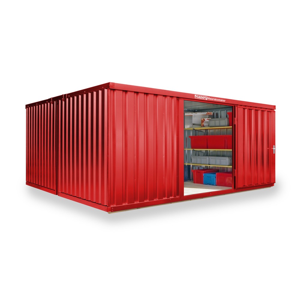 Produktabbildung Nr. 1: Opslagcontainer combinatie, 2 modules, hxbxd 2.150 x 4.050 x 4.340 mm, voorgemonteerd, houten bodem, gelakt, vuurrood