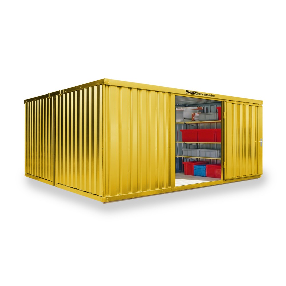 Produktabbildung Nr. 1: Opslagcontainer combinatie, 2 modules, hxbxd 2.150 x 4.050 x 4.340 mm, voorgemonteerd, houten bodem, gelakt, signaalgeel