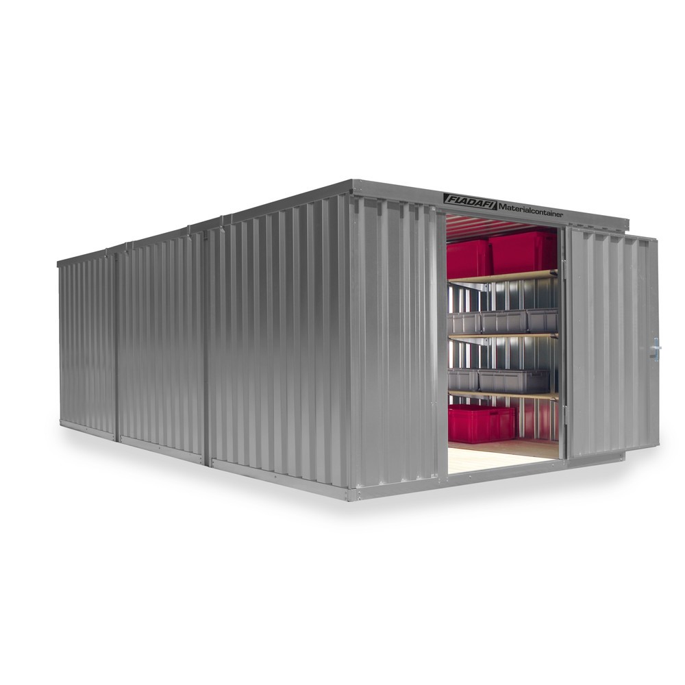 Produktabbildung Nr. 1: Opslagcontainer combinatie, 3 modules, hxbxd 2.150 x 3.050 x 6.520 mm, voorgemonteerd, houten bodem, gelakt, lichtgrijs