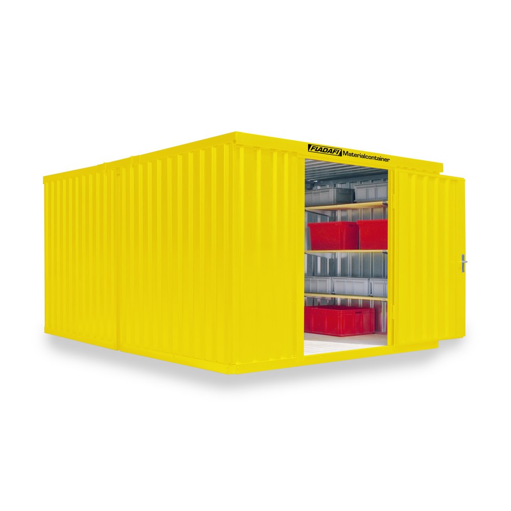 Produktabbildung Nr. 1: Opslagcontainer combinatie, 2 modules, hxbxd 2.150 x 3.050 x 4.340 mm, gedemonteerd, houten bodem, gelakt, signaalgeel