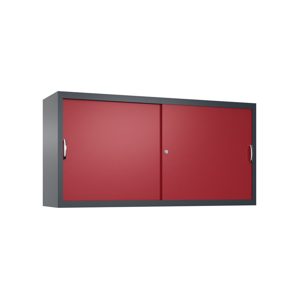 Produktabbildung Nr. 1: Opzetkast voor werkplaatsschuifdeurkast C+P, 2 legborden, hxbxd 790 x 1.600 x 400 mm, scheidingswand, antracietgrijs, robijnrood