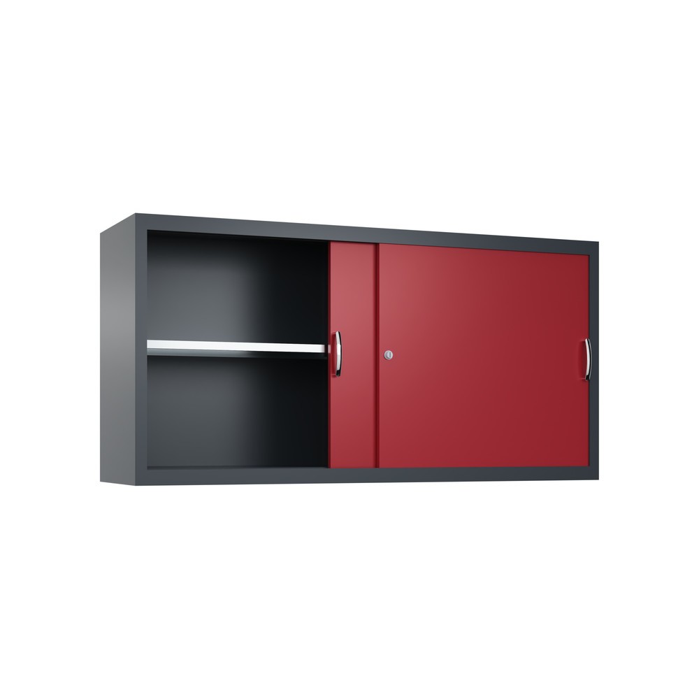 Produktabbildung Nr. 2: Opzetkast voor werkplaatsschuifdeurkast C+P, 2 legborden, hxbxd 790 x 1.600 x 400 mm, scheidingswand, antracietgrijs, robijnrood