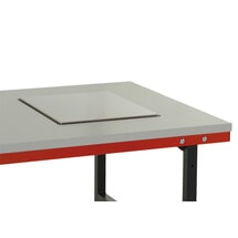 Productafbeelding nr. 3: Rocholz handmatig in hoogte verstelbare paktafel SYSTEM 2000 met weegschaal tot 60 kg, niet ijkbaar, hxbxd 690-960 x 2000 x 920 mm