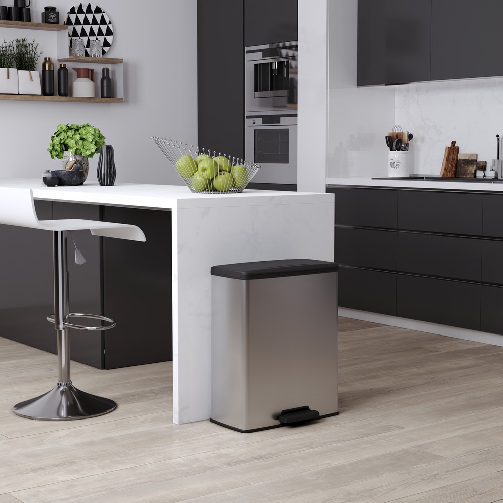 Produktabbildung Nr. 7: Pedaalafvalbak DECOBIN Duo, rechthoekig, 2x26 liter, zilver / zwart
