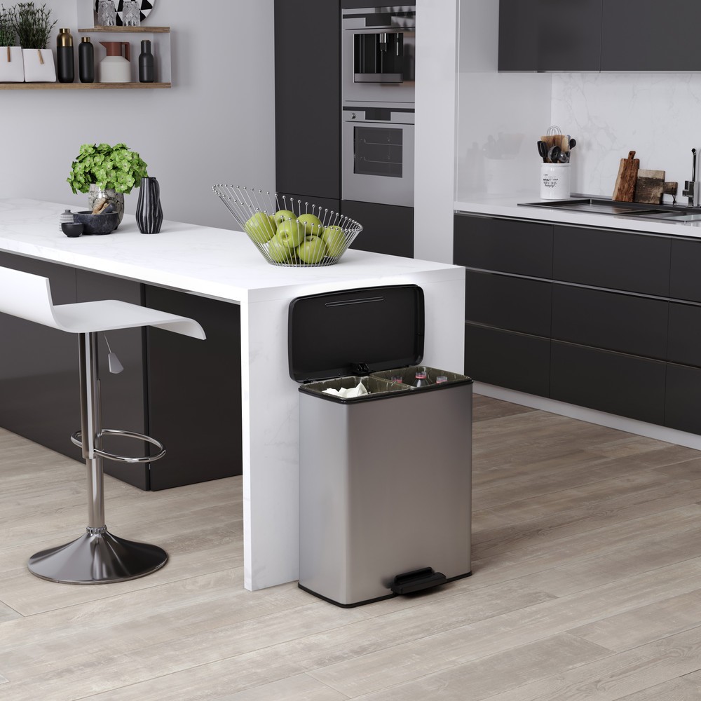 Produktabbildung Nr. 8: Pedaalafvalbak DECOBIN Duo, rechthoekig, 2x26 liter, zilver / zwart