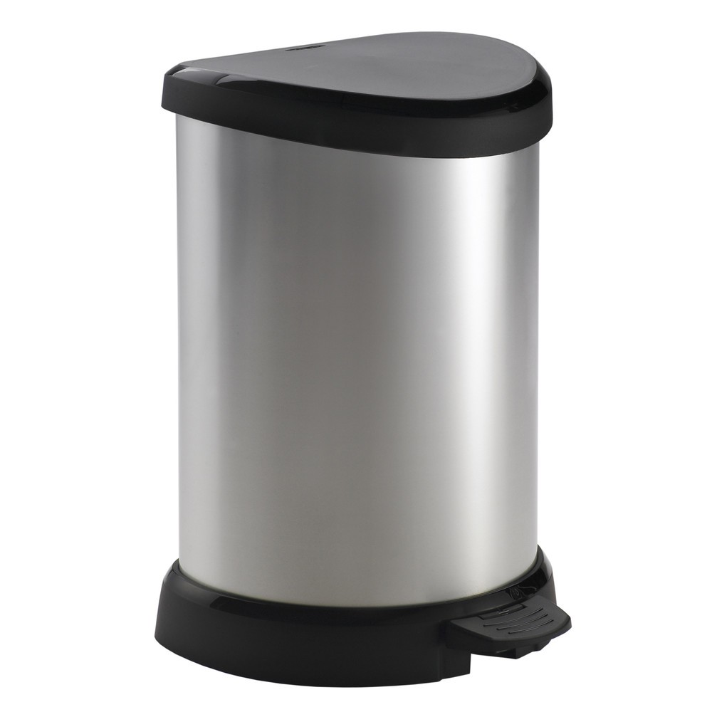 Produktabbildung Nr. 1: Pedaalafvalbak DECOBIN, halfrond, 15 liter, zilver / zwart
