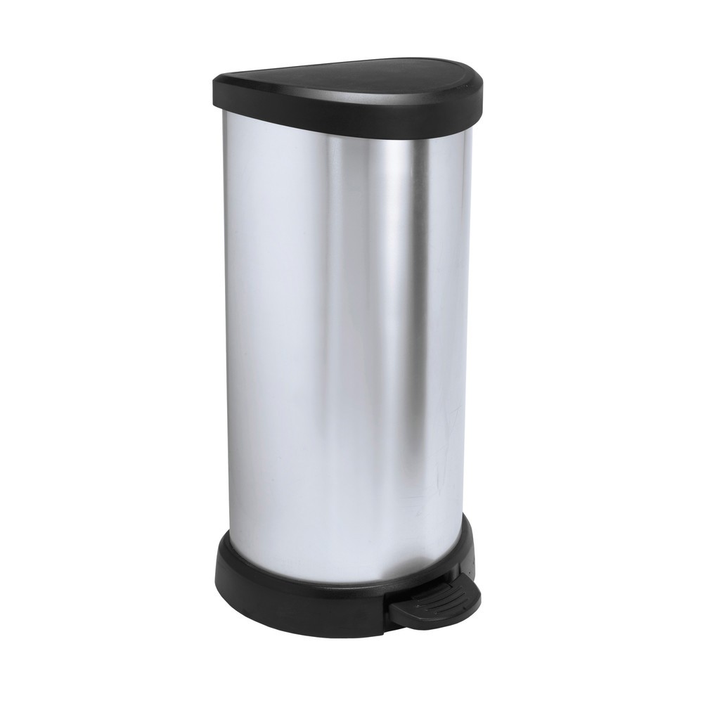 Productafbeelding nr. 1: Pedaalafvalbak DECOBIN, halfrond, 40 liter, zilver / zwart