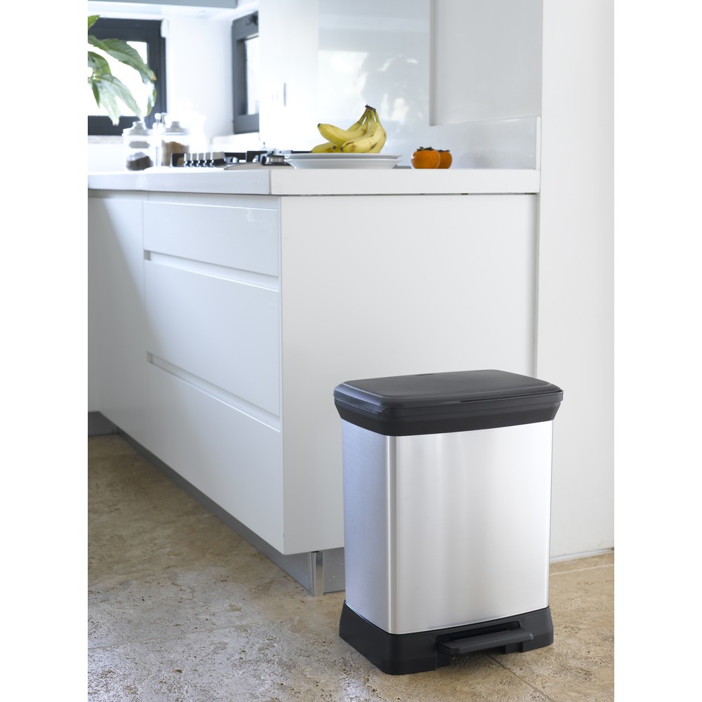 Produktabbildung Nr. 2: Pedaalafvalbak DECOBIN, rechthoekig, 30 liter, zilver / zwart