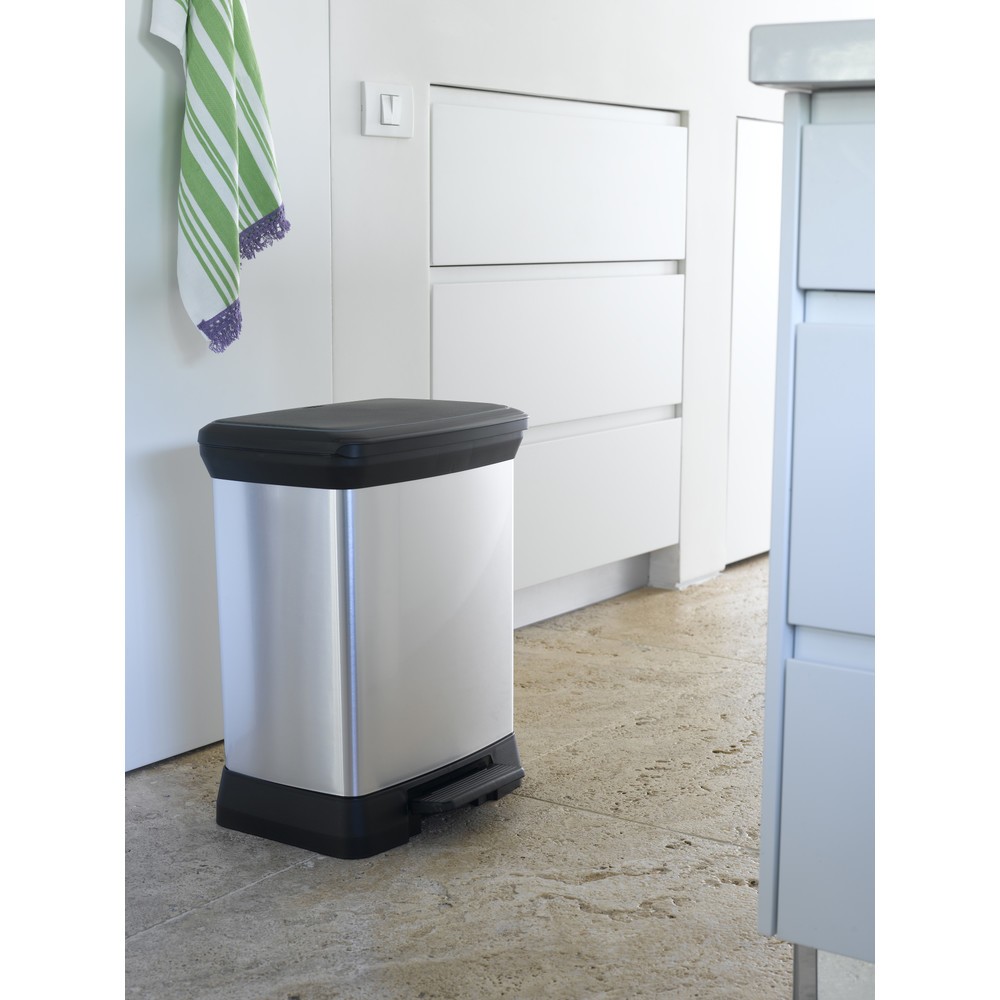 Produktabbildung Nr. 3: Pedaalafvalbak DECOBIN, rechthoekig, 30 liter, zilver / zwart