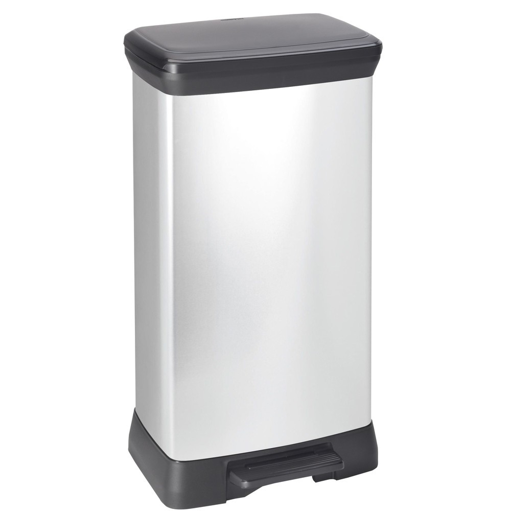 Produktabbildung Nr. 1: Pedaalafvalbak DECOBIN, rechthoekig, 50 liter, zilver / zwart
