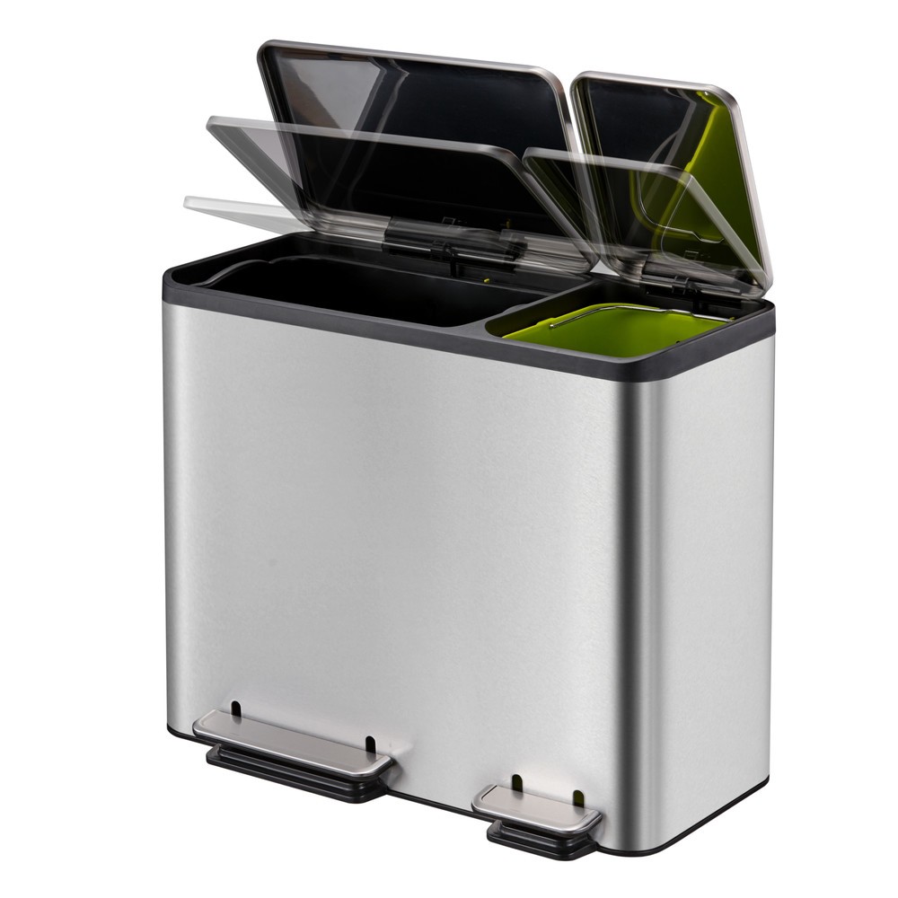 Produktabbildung Nr. 3: Pedaalafvalbak EcoCasa 30 + 15 l, roestvrij staal mat