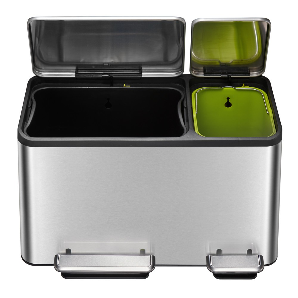 Produktabbildung Nr. 4: Pedaalafvalbak EcoCasa 30 + 15 l, roestvrij staal mat