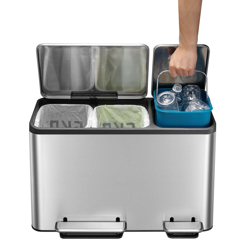 Produktabbildung Nr. 6: Pedaalafvalbak EcoCasa 15+ 15 +15 l, roestvrij staal mat
