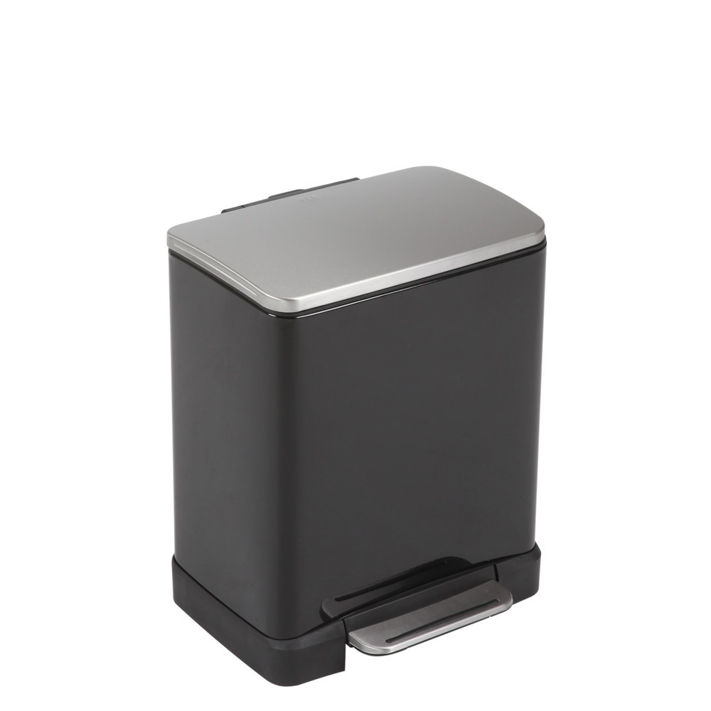 Produktabbildung Nr. 1: Pedaalafvalbak Recycling van roestvrij staal, 10 + 9 l, mat / zwart