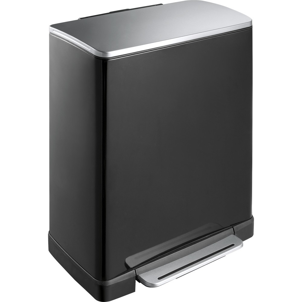 Produktabbildung Nr. 1: Pedaalafvalbak Recycling van roestvrij staal, 28 + 18 l, mat / zwart