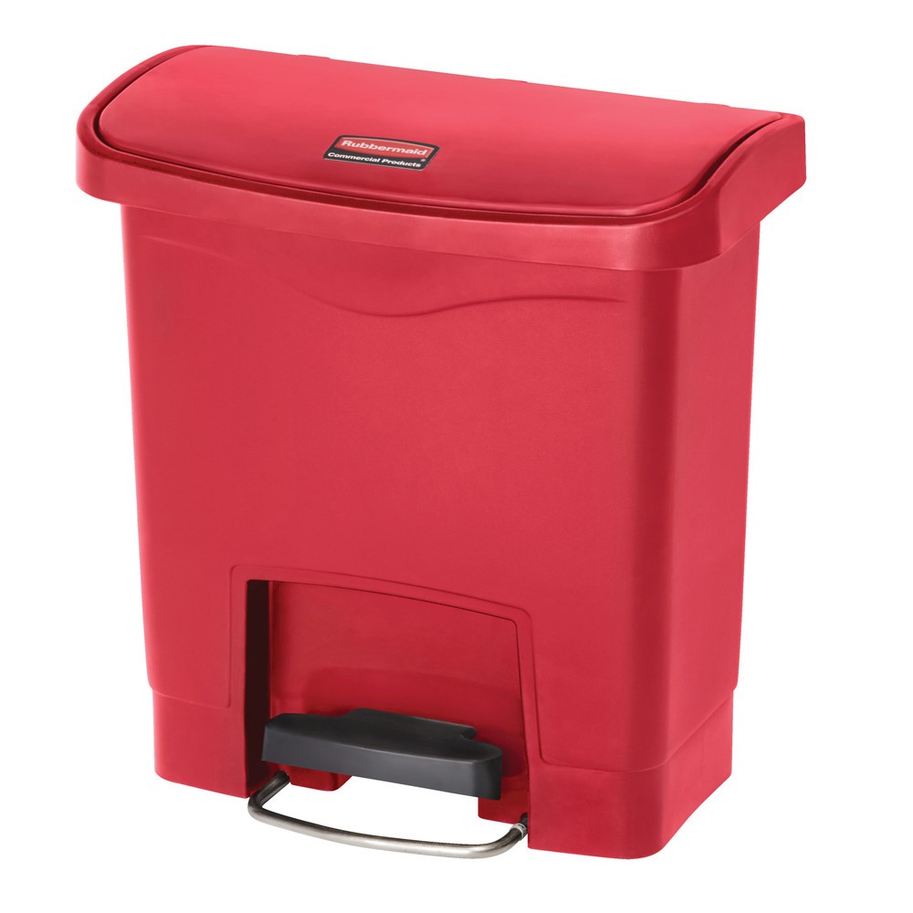 Produktabbildung Nr. 1: Pedaalafvalbak Rubbermaid Slim Jim® met pedaal aan brede zijde, kunststof, 15 l, rood